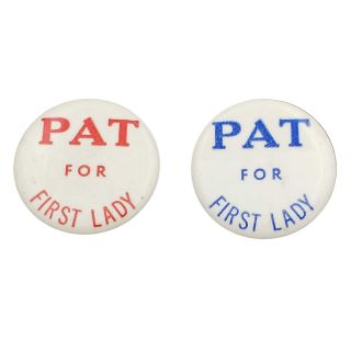Pat Nixon For First Lady Matching Button Set