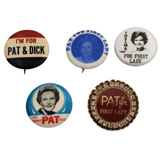 Pat Nixon For First Lady Button & Pin Group of 5
