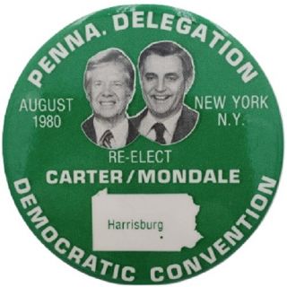 1980 Scarce Pennsylvania Delegation Jimmy Carter Democratic Convention Button