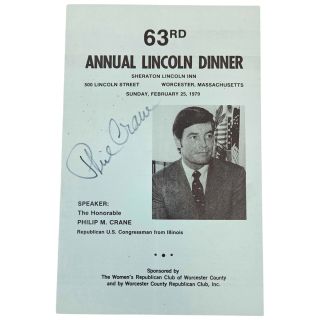 1977  Signed Phil Crane Program from Annual Lincoln Dinner Massachusetts 
