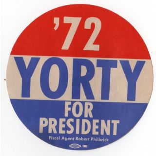 Sam Yorty for President bumper sticker