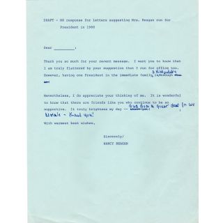 Nancy Reagan for President Letter
