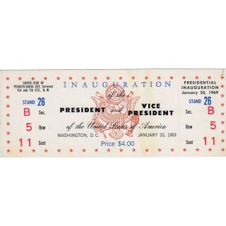 1969 official inauguration ticket