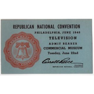 1948 Republican National Convention Ticket - Television