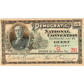 1920 Democratic Convention Ticket Cox Roosevelt