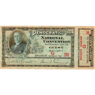7th session 1920 Democratic Convention Ticket
