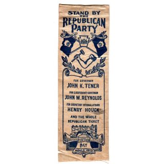 1910 Republican Party Ticket Pennsylvania Governor Tener Ribbon