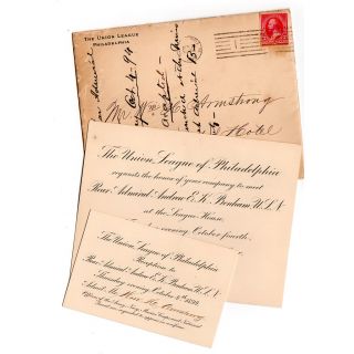 1894 Union League Invitation & Ticket to Meet Rear Admiral Andrew Benham USN