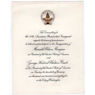 1985 Ronald Reagan Inaugural Invitation