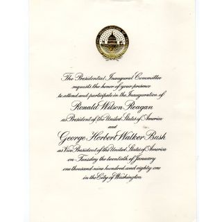 Ronald Reagan 1981 Inaugural Invitation
