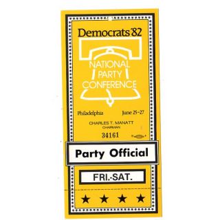 1982 Democratic National Party Conference Party Official Badge