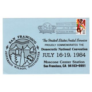 1984 Democratic National Convention Souvenir Postmark Card