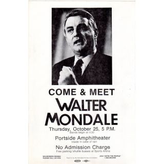 1984 Come & Meet Rally Ohio Poster for Walter Mondale. 