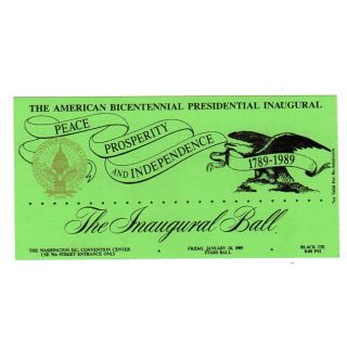1989 George H.W. Bush Inaugural Ball Ticket