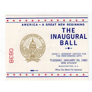 Ronald Reagan Inaugural Ball Ticket