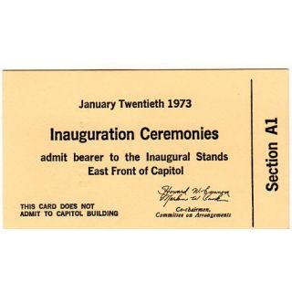 1973 Inauguration Ceremonies ticket Inaugural Stands