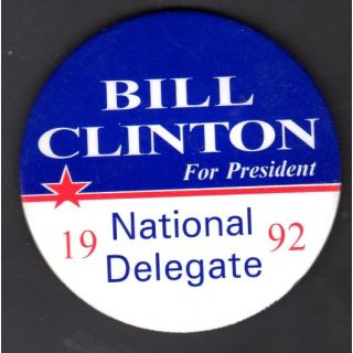 1992 National Delegate Button for Clinton