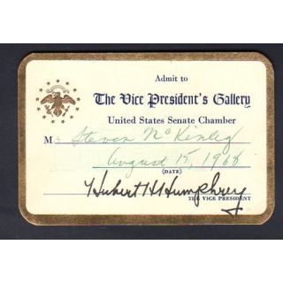Hubert Humphrey Signed Pass