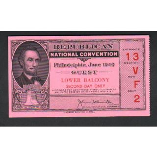 1940 Republican Convention Ticket