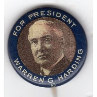 Warren Harding For President Button