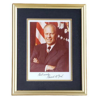 1970s President Gerald Ford Sign Photograph Professionally Framed