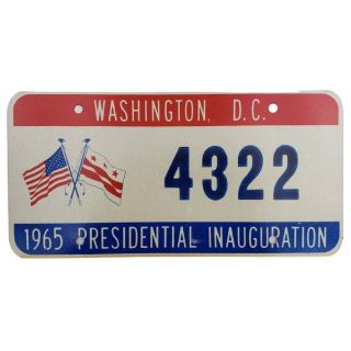 1965 Lyndon Johnson Inauguration License Plate