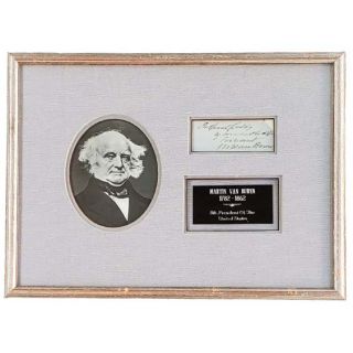 1782-1862 President Martin Van Buren Signature In Framed Display