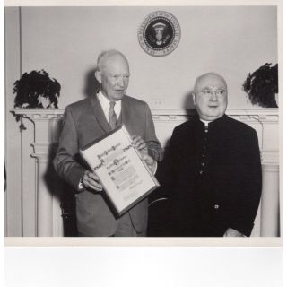 1960 Cardinal Spellman Visits Eisenhower White House Official Photo