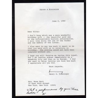 Henry Kissinger Signed Autograph Letter