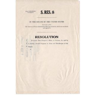 1955 Resolution Document Electing Joe Duke Sergeant at Arms & Doorkeeper of the Senate