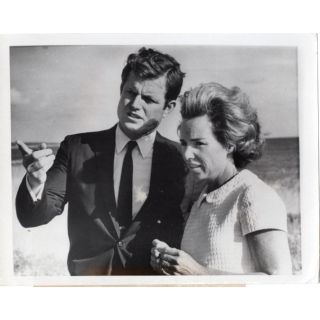 1968 Edward Kennedy & Ethel Kennedy at Hyannis Port Press Photo