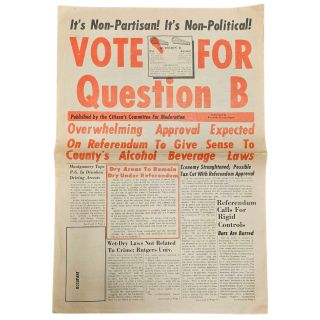 1964 Maryland Citizens Committee For Moderation - Anti Prohibitionists Newspaper 