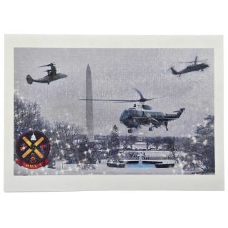 2018 White House Marine Helicopter Squadron One Christmas Card Presented to Donald Trump