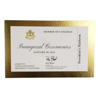 2021 Biden Harris Inaugural Ceremonies - Scarce Member of Congress President's Platform Ticket