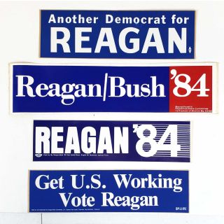 1980s 4 Different Ronald Reagan and George Bush Campaign  Bumper Stickers