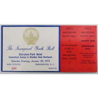 Richard Nixon 1973 Youth Inaugural Ball Ticket