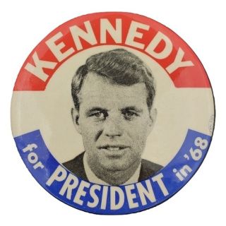 1968 Robert Kennedy for President Campaign 3 1/2" Button