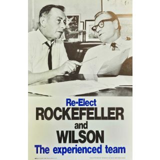 1966 Re-Elect Nelson Rockefeller and Wilson "The Experienced Team" NY Campaign Poster