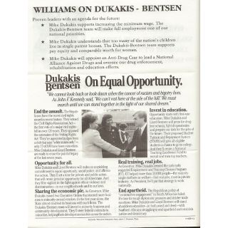 Dukakis Bentsen Campaign Flyer
