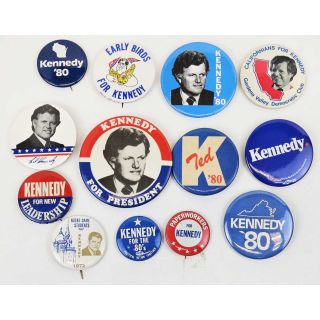 Ted Kennedy Campaign Pinback Button Collection - 13 Different