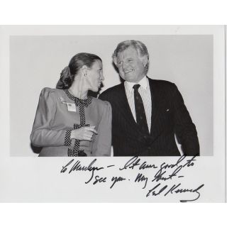 Ted Kennedy Signed Photo With Second Lady Marilyn Quayle