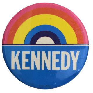 1980 Ted Kennedy Rainbow Campaign Button Pin