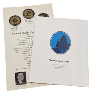 John F. Kennedy: Scarce  Broadside and Program to the "Texas Welcome Dinner" for President Kennedy