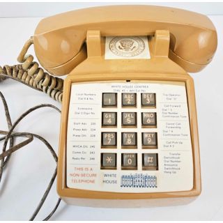 1980s Authentic Reagan and Bush Era White House Staff Desk Telephone With Directory Plate