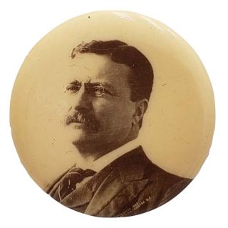 Theodore Roosevelt Sepia Button