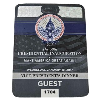 2017 Donald Trump Inauguration Ticket Credential Numbered Badge