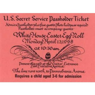 1998 Clinton White House Easter Egg Roll Secret Service Ticket