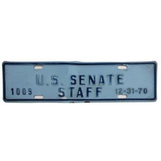 1970 U.S. Senate Staff License Plate Attachment - Nixon Era
