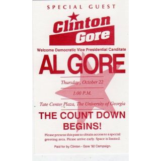 Al Gore Geogia Rally Ticket