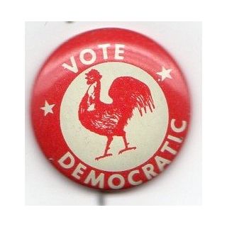 Vote Democratic Button Rooster